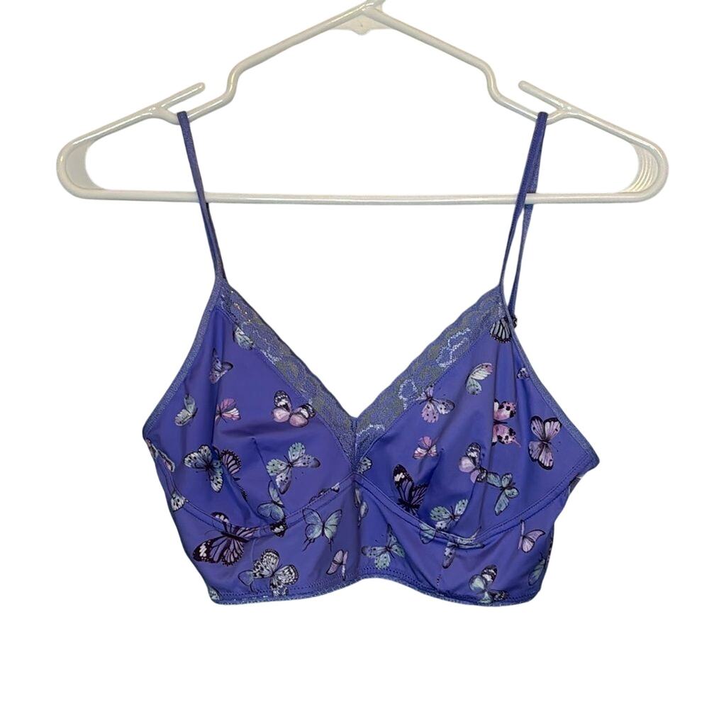 NWT INC International Concepts Blue Butterfly underwire Bandeau Bra Size Large